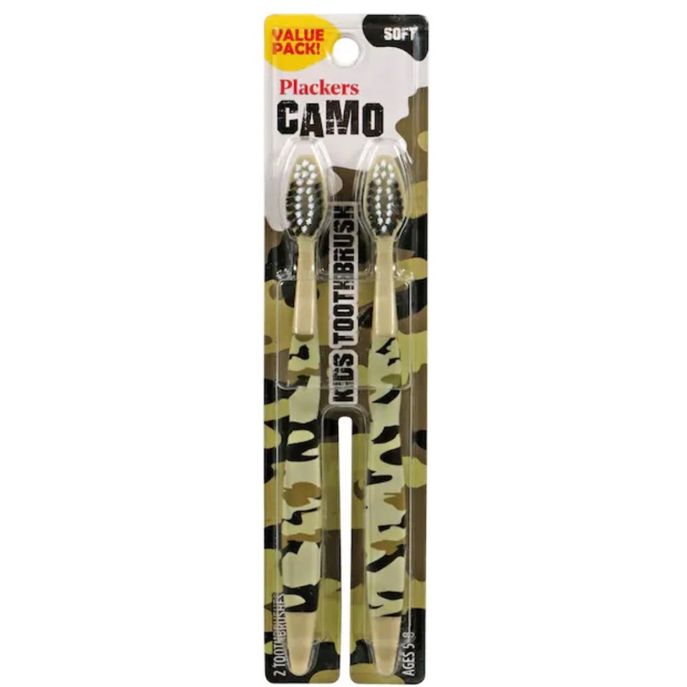 Plackers 2pk Camo Soft Bristle Toothbrushes NWT